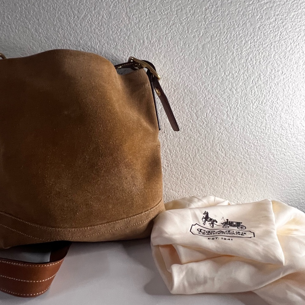 Coach Tan Suede Shoulder Bag - Picture 2 of 7